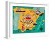 Illustrated Map of Spain-Daria_I-Framed Art Print