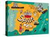 Illustrated Map of Spain-Daria_I-Stretched Canvas