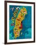 Illustrated Map of Sweden-Daria_I-Framed Art Print