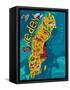 Illustrated Map of Sweden-Daria_I-Framed Stretched Canvas