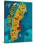 Illustrated Map of Sweden-Daria_I-Stretched Canvas