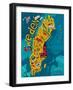 Illustrated Map of Sweden-Daria_I-Framed Art Print