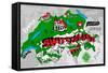 Illustrated Map of Switzerland-Daria_I-Framed Stretched Canvas