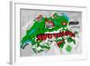 Illustrated Map of Switzerland-Daria_I-Framed Art Print