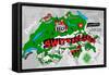 Illustrated Map of Switzerland-Daria_I-Framed Stretched Canvas