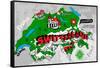 Illustrated Map of Switzerland-Daria_I-Framed Stretched Canvas