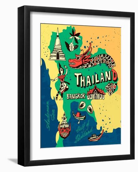 Illustrated Map of Thailand-Daria_I-Framed Art Print