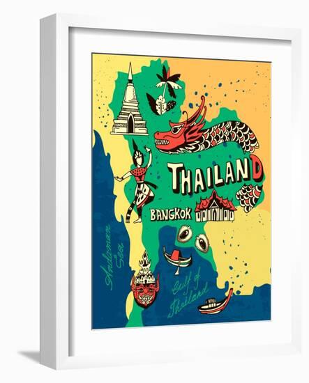 Illustrated Map of Thailand-Daria_I-Framed Art Print