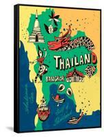 Illustrated Map of Thailand-Daria_I-Framed Stretched Canvas