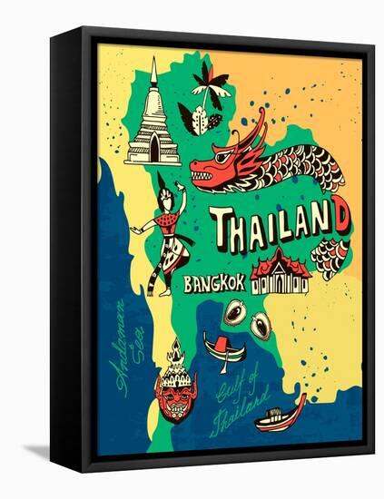 Illustrated Map of Thailand-Daria_I-Framed Stretched Canvas