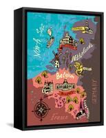 Illustrated Map of the Netherlands, Belgium, Luxembourg-Daria_I-Framed Stretched Canvas