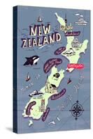 Illustrated Map of the New Zealand-Daria_I-Stretched Canvas