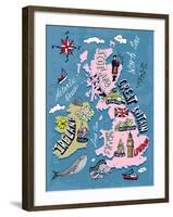 Illustrated Map of the UK and Ireland-Daria_I-Framed Art Print