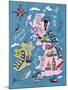 Illustrated Map of the UK and Ireland-Daria_I-Mounted Art Print