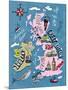 Illustrated Map of the UK and Ireland-Daria_I-Mounted Art Print