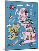 Illustrated Map of the UK and Ireland-Daria_I-Mounted Art Print