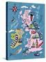 Illustrated Map of the UK and Ireland-Daria_I-Stretched Canvas