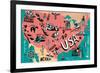 Illustrated Map of USA-Daria_I-Framed Art Print