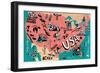 Illustrated Map of USA-Daria_I-Framed Art Print
