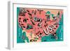 Illustrated Map of USA-Daria_I-Framed Art Print