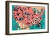 Illustrated Map of USA-Daria_I-Framed Premium Giclee Print