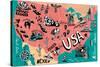 Illustrated Map of USA-Daria_I-Stretched Canvas