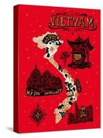 Illustrated Map of Vietnam-Daria_I-Stretched Canvas