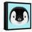 Illustrated Portrait of Emperor Penguin Chick. Cute Fluffy Face of Bird Baby on Blue Background.-ant_art-Framed Stretched Canvas