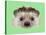 Illustrated Portrait of Hedgehog. Cute Head of Wild Spiny Mammal on Green Background.-ant_art-Stretched Canvas