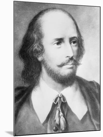 Illustrated Portrait of William Shakespeare-null-Mounted Giclee Print