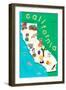 Illustrated State Maps California-Carla Daly-Framed Art Print