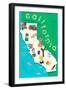 Illustrated State Maps California-Carla Daly-Framed Art Print