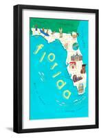 Illustrated State Maps Florida-Carla Daly-Framed Art Print