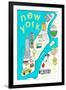 Illustrated State Maps New York-Carla Daly-Framed Art Print