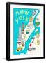 Illustrated State Maps New York-Carla Daly-Framed Art Print