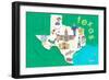 Illustrated State Maps Texas-Carla Daly-Framed Premium Giclee Print