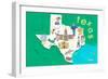 Illustrated State Maps Texas-Carla Daly-Framed Premium Giclee Print