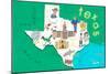 Illustrated State Maps Texas-Carla Daly-Mounted Premium Giclee Print