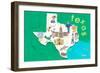 Illustrated State Maps Texas-Carla Daly-Framed Art Print