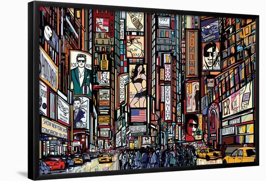 ILLUSTRATED TIMES SQUARE-null-Framed Standard Poster