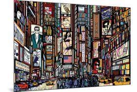 ILLUSTRATED TIMES SQUARE-null-Mounted Standard Poster