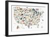 Illustrated USA Warm-Michael Mullan-Framed Art Print