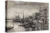 Illustrated View of Gondolas in Venice-null-Stretched Canvas