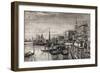 Illustrated View of Gondolas in Venice-null-Framed Giclee Print