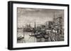 Illustrated View of Gondolas in Venice-null-Framed Giclee Print