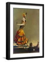 Illustration by William Barribal Showing a Dancer on Stage Performing a Spanish Flamenco-null-Framed Art Print