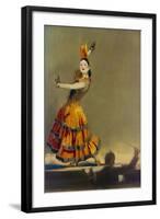 Illustration by William Barribal Showing a Dancer on Stage Performing a Spanish Flamenco-null-Framed Art Print