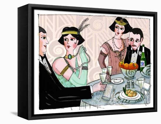 Illustration Depicting a Worldly Dinner in “Gatsby the Magnificent”” by American Writer Francis Sco-Patrizia La Porta-Framed Stretched Canvas