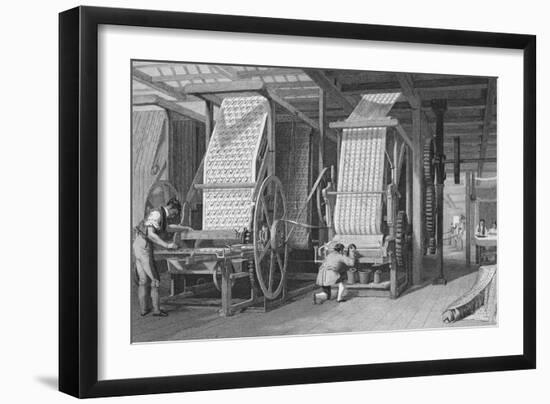 Illustration Depicting Calico Printing at a Factory-null-Framed Giclee Print