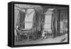 Illustration Depicting Calico Printing at a Factory-null-Framed Stretched Canvas